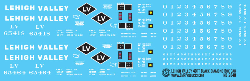 Lehigh Valley 40ft Box Car Black Diamond Logo Decal Set