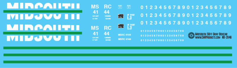 Midsouth Gray Box Car Decals