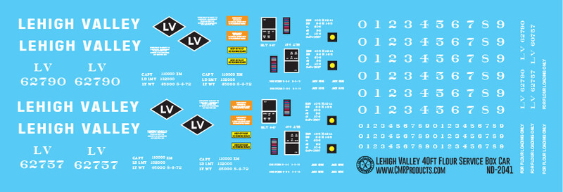Lehigh Valley 40ft Box Car Flour Service Decal Set