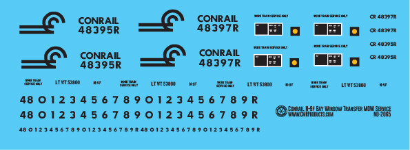 N Scale Conrail N9F Bay Window Caboose MOW Service Decals