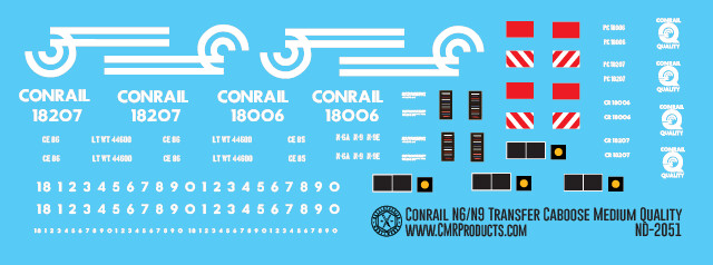 N Scale - Conrail N6 N9 Transfer Caboose Med Quality Logo Decals