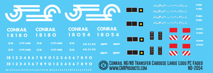 Conrail N6 N9 Transfer Caboose ex PC Faded Large Logo Decals