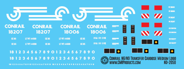 N Scale - Conrail N6 N9 Transfer Caboose Medium Logo Decals
