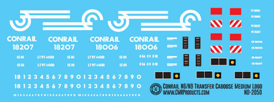 N Scale - Conrail N6 N9 Transfer Caboose Medium Logo Decals