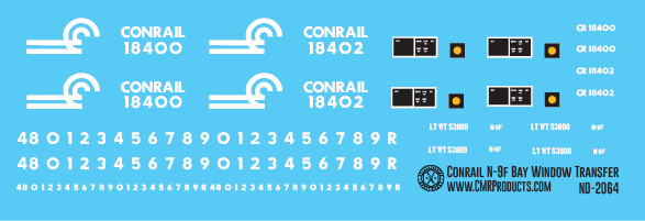 Conrail N9F Bay Window Transfer Caboose Decals