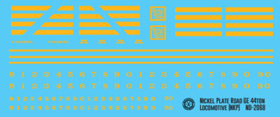 N Scale - Nickel Plate GE 44ton Locomotive Decals