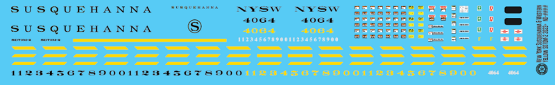 HO Scale - Susquehanna Yellow SD70M-2s Locomotive Decals 2023+