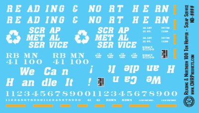 Reading Northern 100t Open Hopper Scrap Service Decals