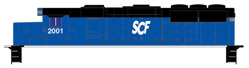 SCF Blue Black Locomotive GP59 1001 Decals