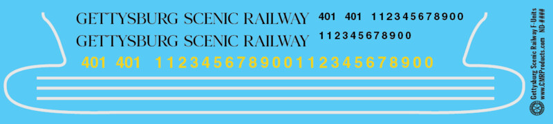 Gettysburg Scenic Railway F Unit Decals