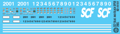 N Scale - SCF Blue Black Locomotive GP59 1001 Decals