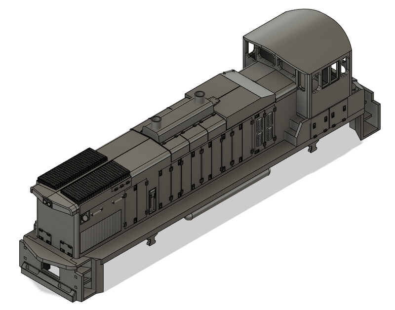 N Scale EMD MP15AC Angled Box Silenced Exhaust Locomotive Shell