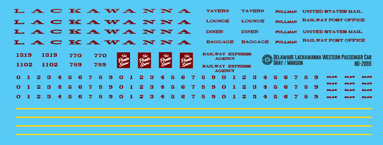 Delaware Lackawanna Western Gray Maroon Passenger Decals