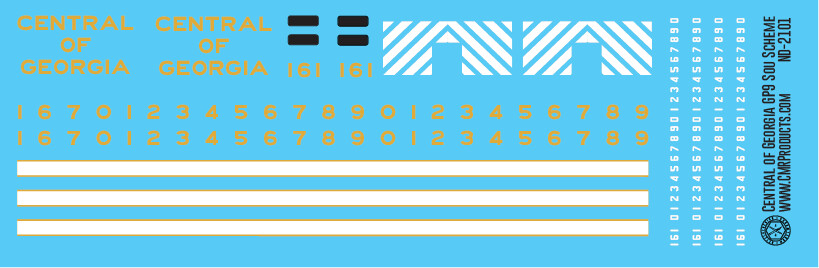 N Scale - Central of Georgia GP9 Locomotive SOU Scheme Decals
