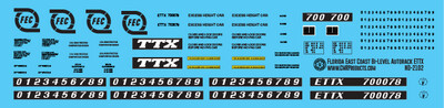 HO Scale - Florida East Coast Bi Level Autorack ETTX Decals