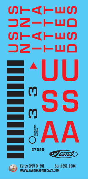 Estes SPEV (K-59) Rocket Decals