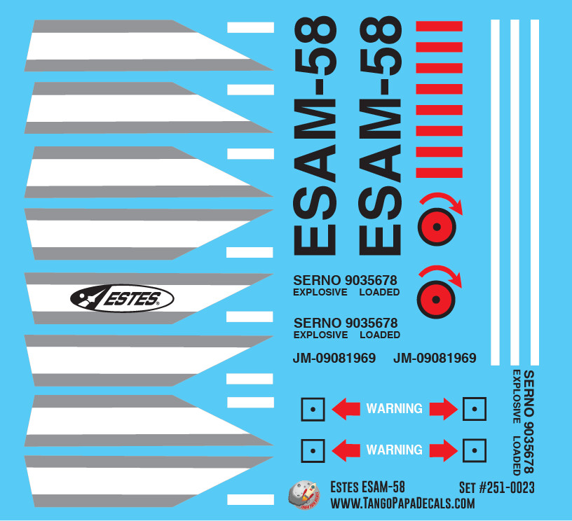 Estes ESAM-58 Model Rocket Decals