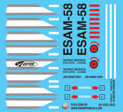 Estes ESAM-58 Model Rocket Decals