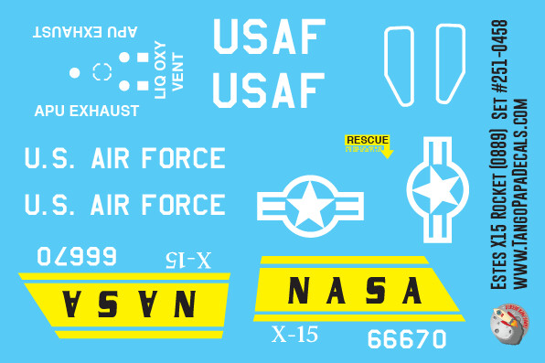 Estes X-15 Rocket Decals (0889)