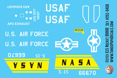 Estes X-15 Rocket Decals (0889)