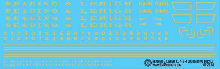 Reading &amp; Lehigh Railroad T1 Steam Locomotive Decals