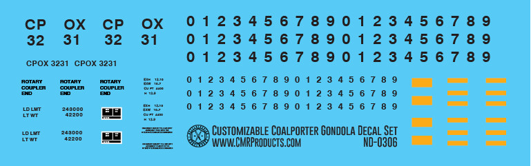 Customizable Coalporter Gondola Decal Set