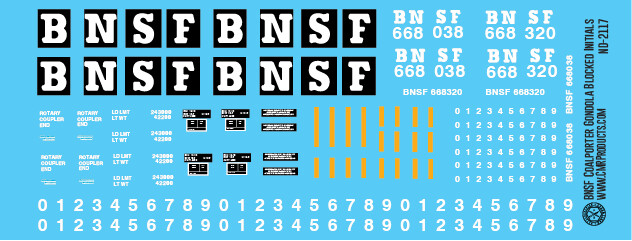 BNSF Coalporter Blocked Initials Scheme Decals