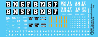 N Scale - BNSF Coalporter Blocked Initials Scheme Decals