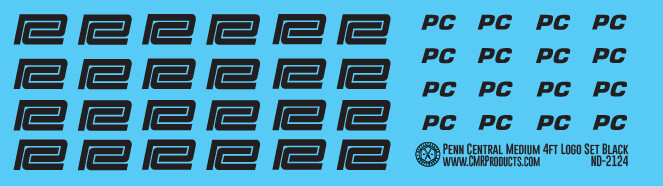 Penn Central Medium Logo Decal Set Black