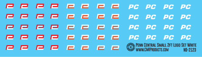 Penn Central Small Logo Decal Set White Red Orange