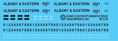 HO Scale - Albany & Eastern GP Locomotive Decals