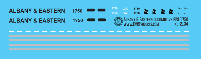 Albany &amp; Eastern GP9 1750 Locomotive Decals