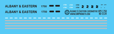 HO Scale - Albany & Eastern GP9 1750 Locomotive Decals