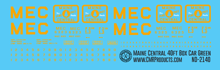 Maine Central Green 40ft Box Car Decals