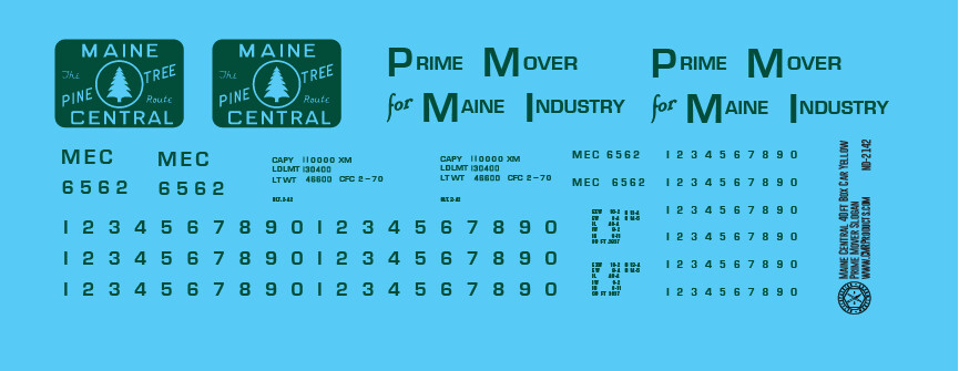 N Scale - Maine Central 40ft Box Car Prime Mover Slogan Decals