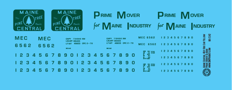 Maine Central 40ft Box Car Yellow Prime Mover Slogan Decals
