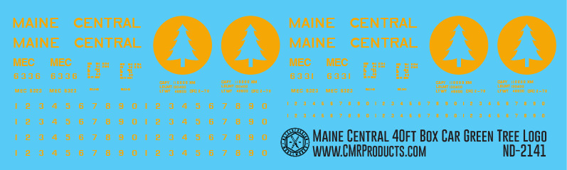 Maine Central Green 40ft Box Car Tree Logo Decals