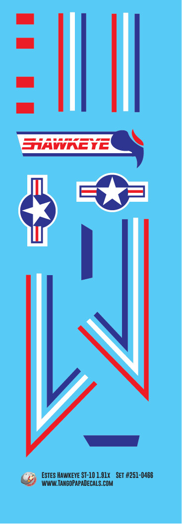 Estes Hawkeye ST-10 Decal Set