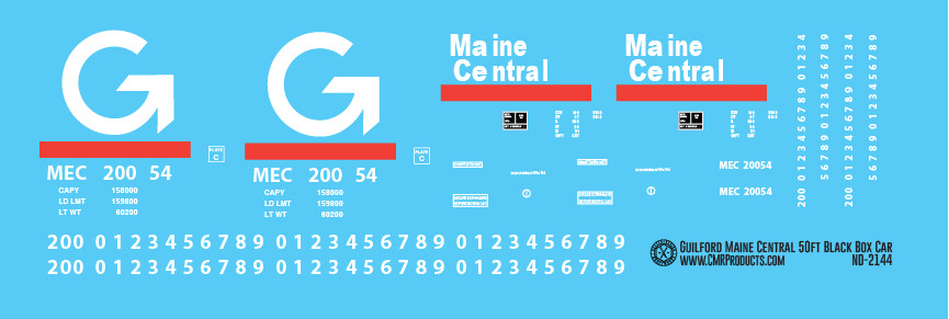 Guilford 50ft Box Car Maine Central Decals