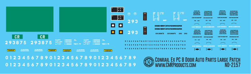 Conrail 8 Door Autoparts Box Car ex PC Patchout Decals