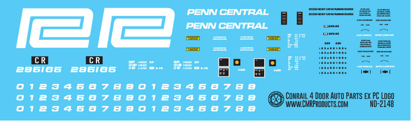Conrail 4 Door Autoparts Box Car ex PC Logo Decals