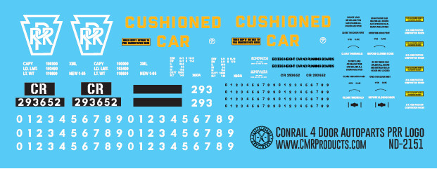 Conrail 4 Door Auto Parts Box Car ex PRR Logo Decals