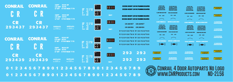 Conrail 4 Door Autoparts Box Car No Logo Decals