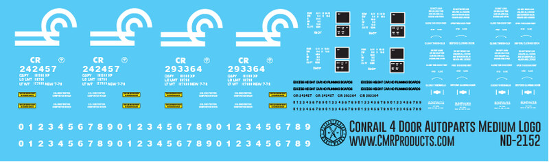 Conrail 4 Door Autoparts Box Car Medium Logo Decals