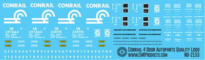 Conrail 4 Door Autoparts Box Car Quality Logo Decals