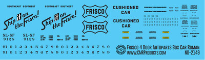 N Scale - Frisco (SLSF) Autoparts 4 Door Box Car Roman Font Decals