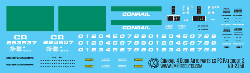 Conrail 4 Door Autoparts Box Car ex PC Patchout Decals