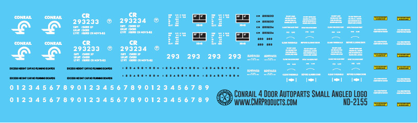 Conrail 4 Door Autoparts Box Car Small Angled Logo Decals