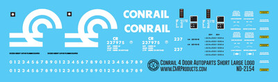 Conrail 4 Door Autoparts Box Car Short Large Logo Decals