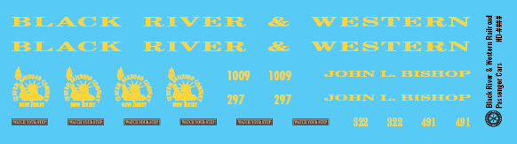 Black River &amp; Western Passenger Car Decal Set